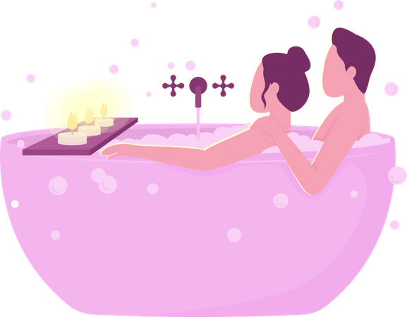 Couple taking bath  Illustration