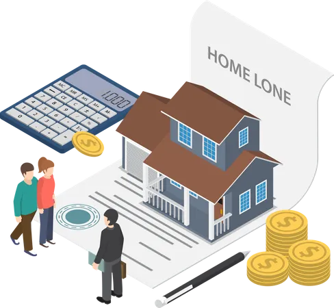 Couple taking home loan to purchase real estate  Illustration