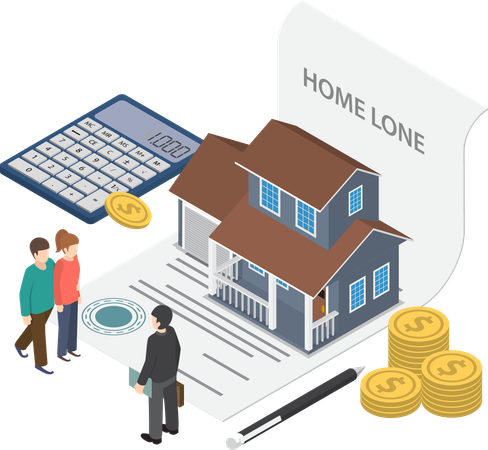 Couple taking home loan to purchase real estate  Illustration