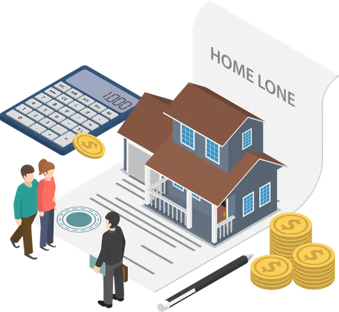 Couple taking home loan to purchase real estate  Illustration