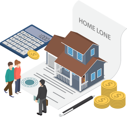 Couple taking home loan to purchase real estate  Illustration