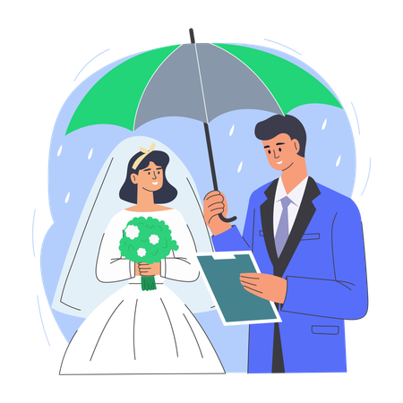 Couple taking marriage insurance  Illustration