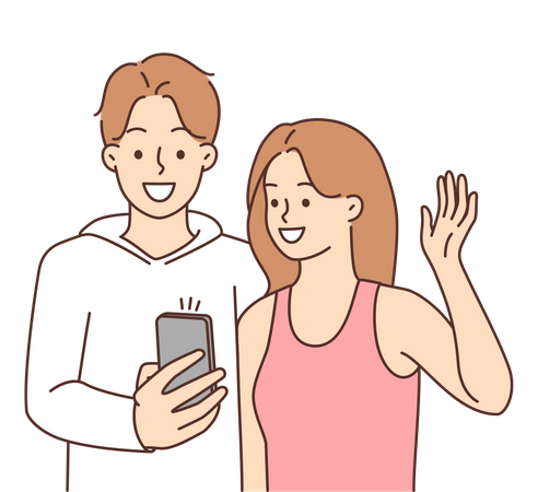 Couple taking selfie  Illustration