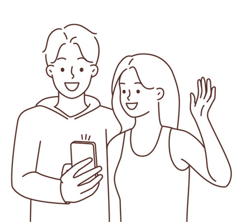 Couple taking selfie  Illustration