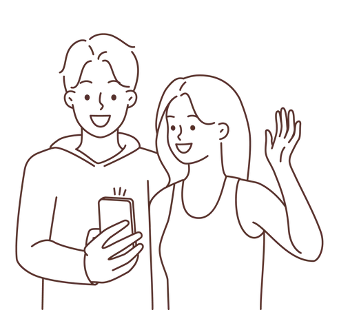 Couple taking selfie  Illustration