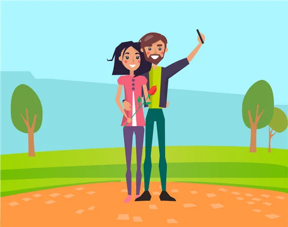 Couple taking selfie  Illustration