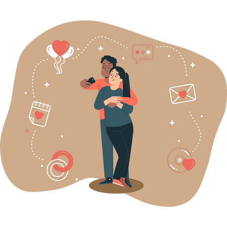 Couple taking selfie  Illustration