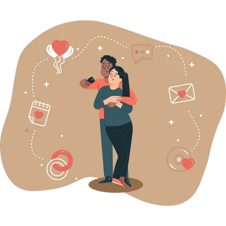 Couple taking selfie  Illustration