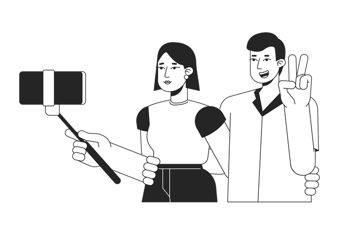 Couple taking selfie  Illustration