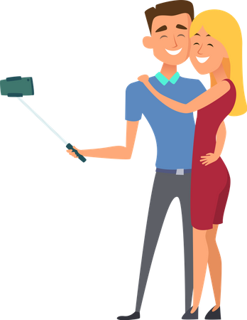 Couple taking selfie  Illustration