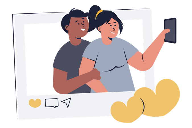 Couple taking selfie  Illustration