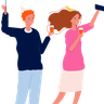 illustrations for taking selfie in party