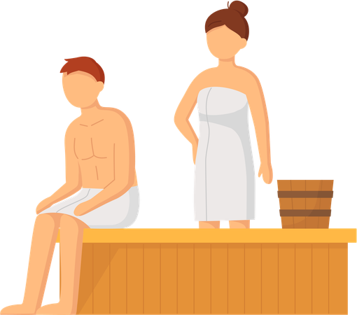 Couple taking steam bath together  Illustration