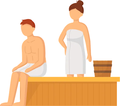 Couple taking steam bath together  Illustration