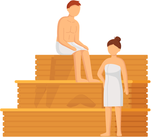 Couple taking steam bath together  Illustration