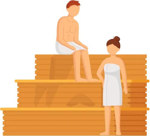 Couple taking steam bath together  Illustration