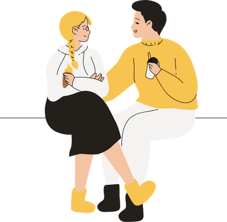Couple taking to each other Illustration