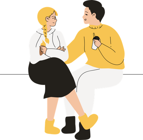 Couple taking to each other  Illustration