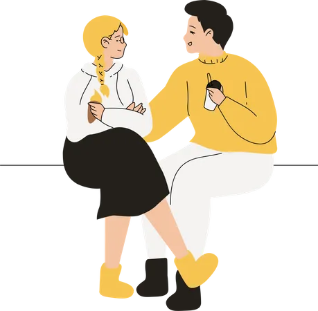 Couple taking to each other  Illustration