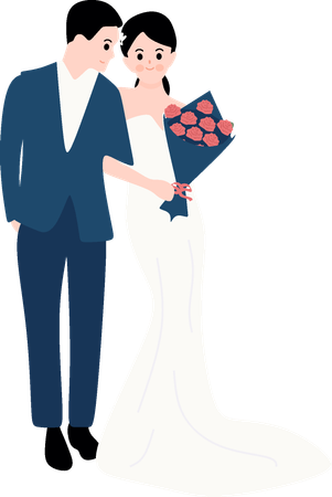 結婚式の写真を撮るカップル  イラスト