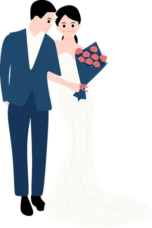 結婚式の写真を撮るカップル  イラスト