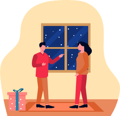 Couple talking during Christmas  Illustration
