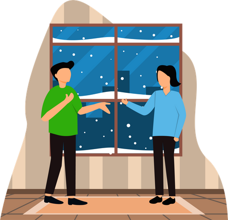 Couple talking during Christmas celebration  Illustration