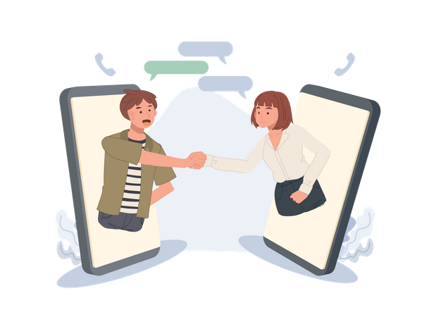 Couple talking in via messenger app  Illustration