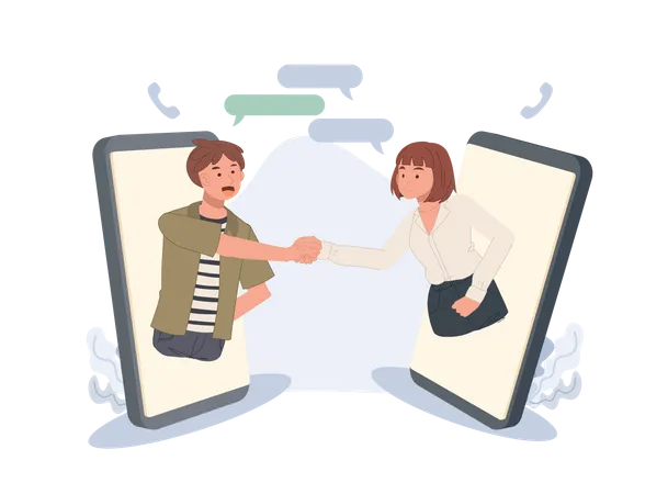 Couple talking in via messenger app  Illustration