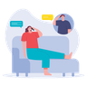 illustration couple talking on mobile