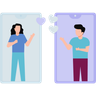 illustrations of couple talking on mobile