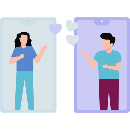 Couple talking on mobile  Illustration