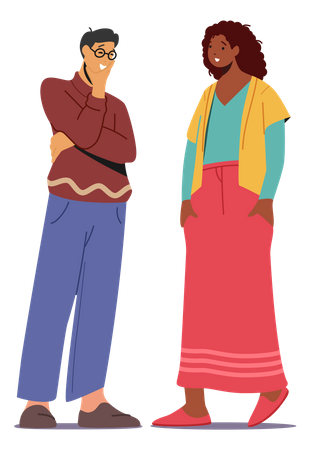 Couple Talking To Each Other  イラスト