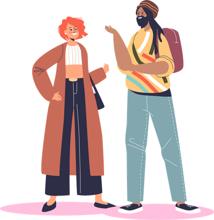 Couple talking to each other  イラスト