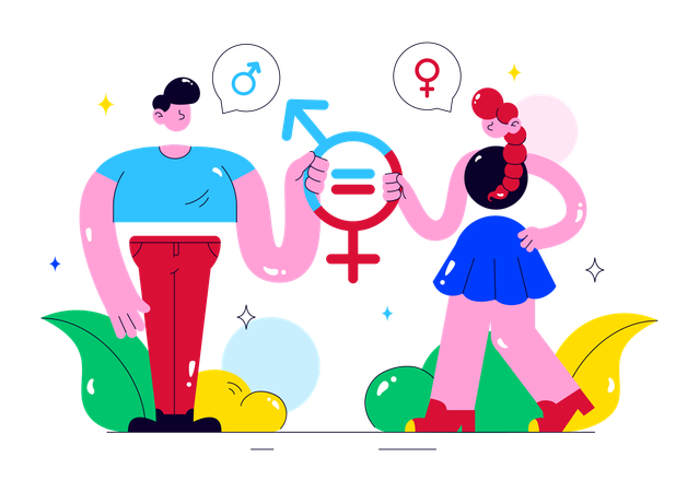 Couple telling about gender equality  Illustration