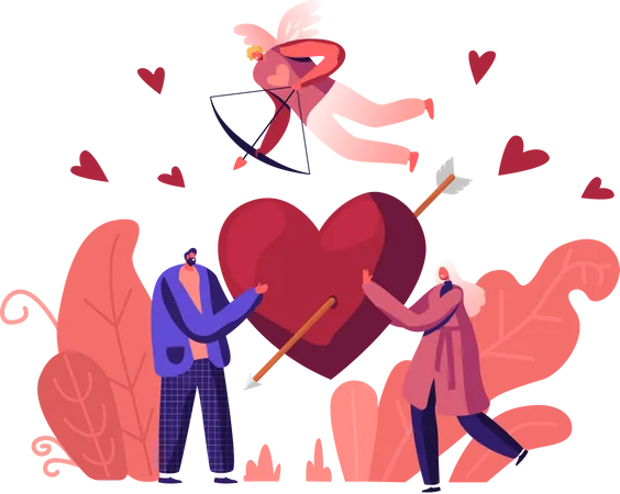 Couple tenant le coeur et partageant l'amour  Illustration