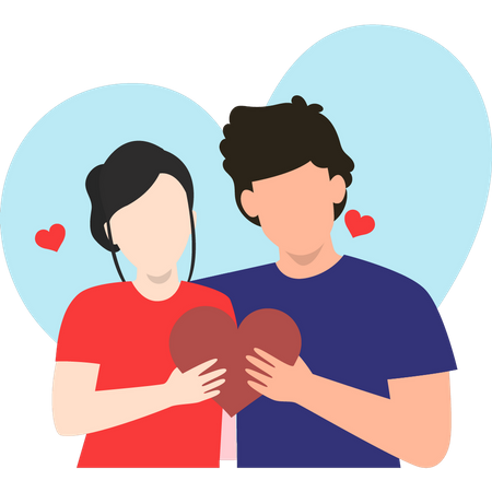 Couple tenant coeur  Illustration
