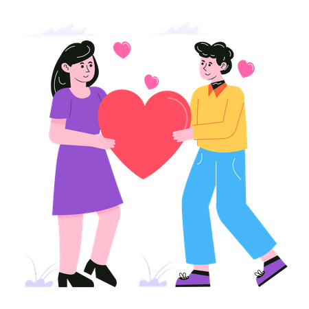 Couple tenant coeur  Illustration