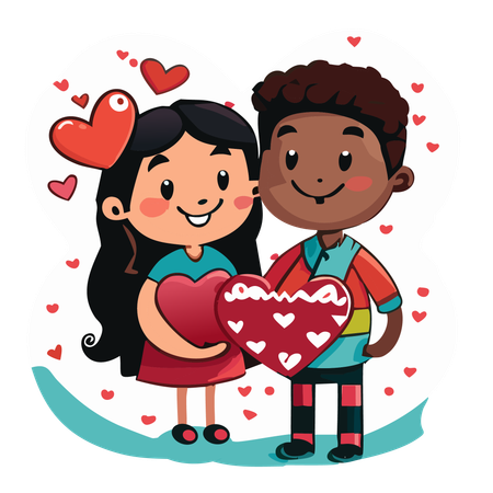 Couple tenant coeur  Illustration