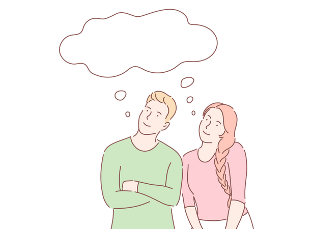 Couple thinking about something  Illustration