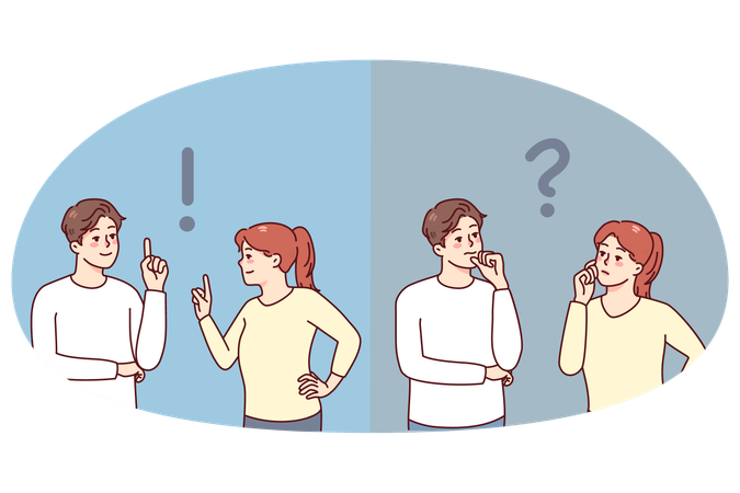Couple thinking and finding solution  Illustration