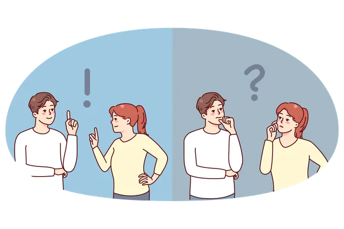 Couple thinking and finding solution  Illustration
