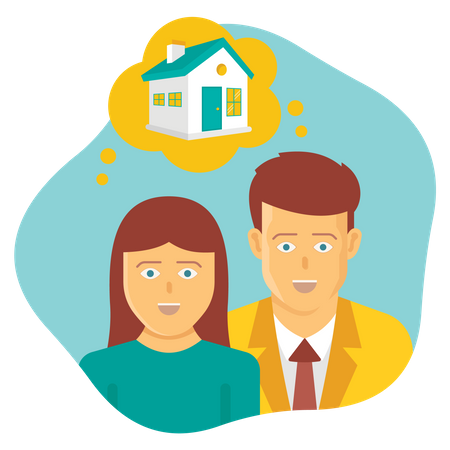 Couple thinking to invest in property  Illustration