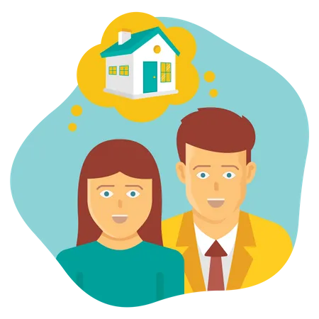 Couple thinking to invest in property Illustration
