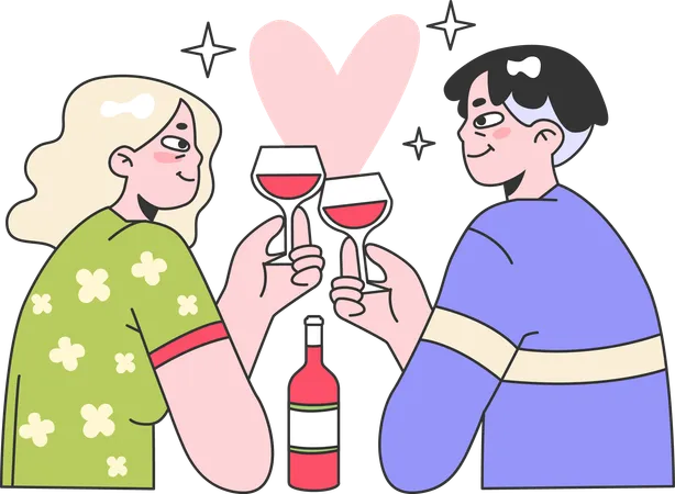 Couple toast wine glass  Illustration