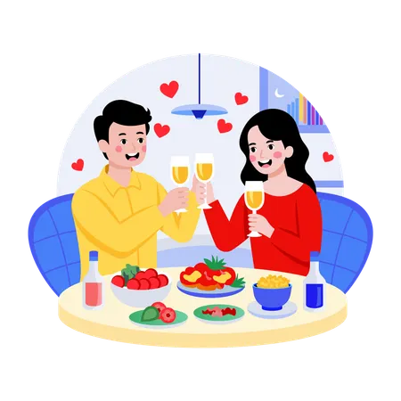 Couple Toasting glass  Illustration