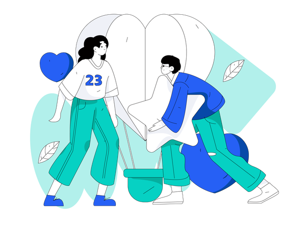 Couple together on Valentines day  Illustration