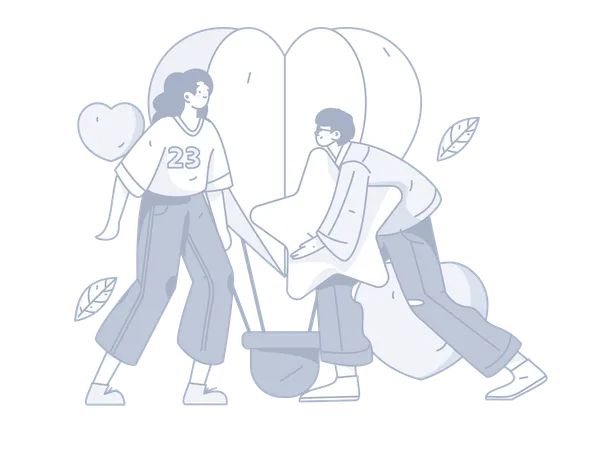 Couple together on Valentines day  Illustration