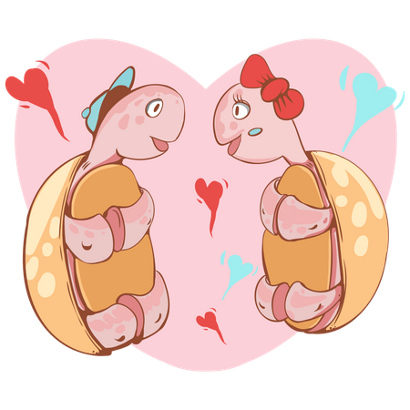 Couple de tortues romantique  Illustration