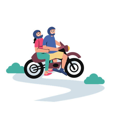 Couple Touring on Motorcycle  Illustration